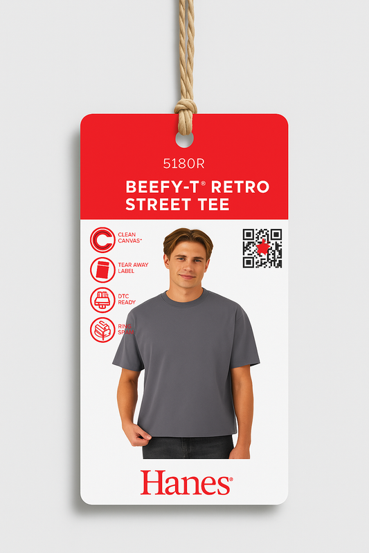 Hanes 5180R Beefy-T Retro Street Tee Hangtag