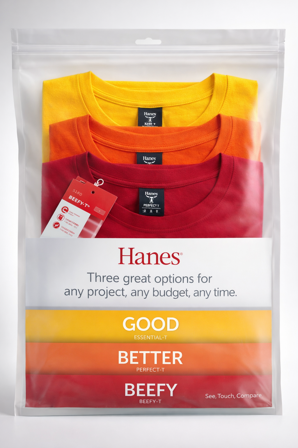 Hanes “Good, Better, Beefy” Sales Kit (Styles 5280, 4980, 5180)